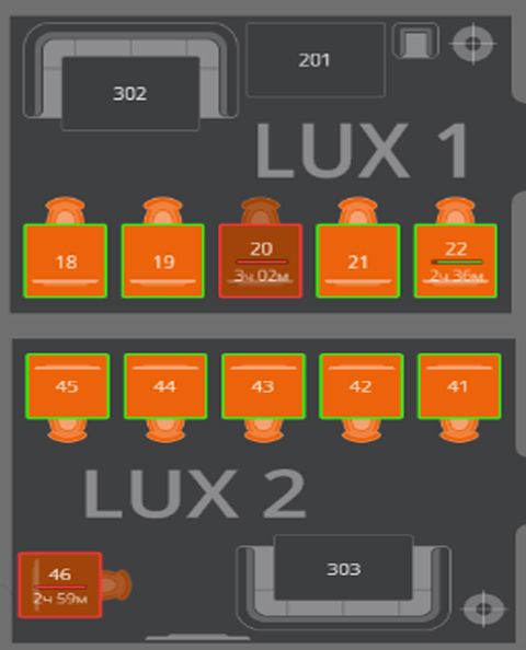 Схема расположения компьютеров LUX